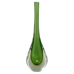 1960s Gorgeous Green and Yellow Vase By Flavio Poli