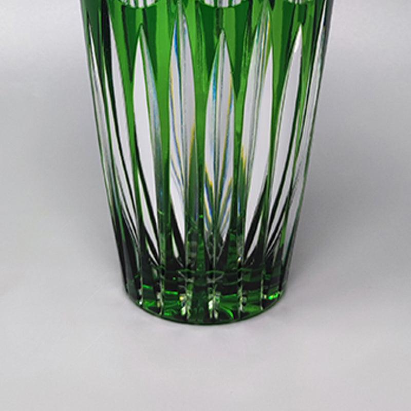 Mid-20th Century 1960s Gorgeous Green Bohemian Cut Crystal Glass Cocktail Shaker, Made in Italy