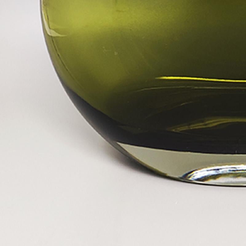 Murano Glass 1960s, Gorgeous Green Vase by Flavio Poli