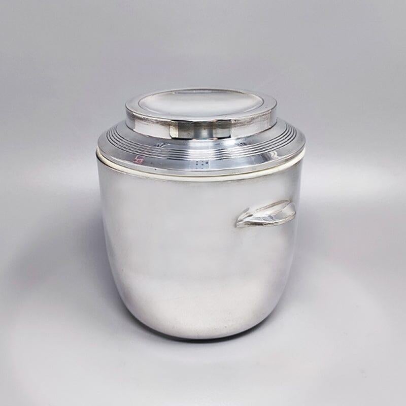 Italian 1960s Gorgeous Ice Bucket in Silver Plated. Made in Italy For Sale