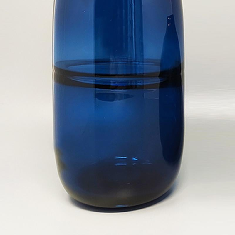 Mid-20th Century 1960s Gorgeous Pair of Blue Vases in Murano Glass, Made in Italy For Sale