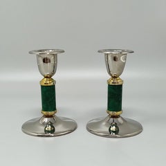 1960s Gorgeous Pair of Green Candle Holders. Made in France