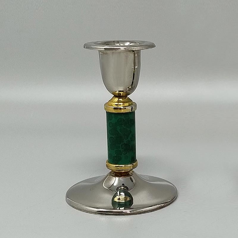 Mid-Century moderno 1960 Splendida coppia di portacandele verdi. Prodotto in Francia in vendita