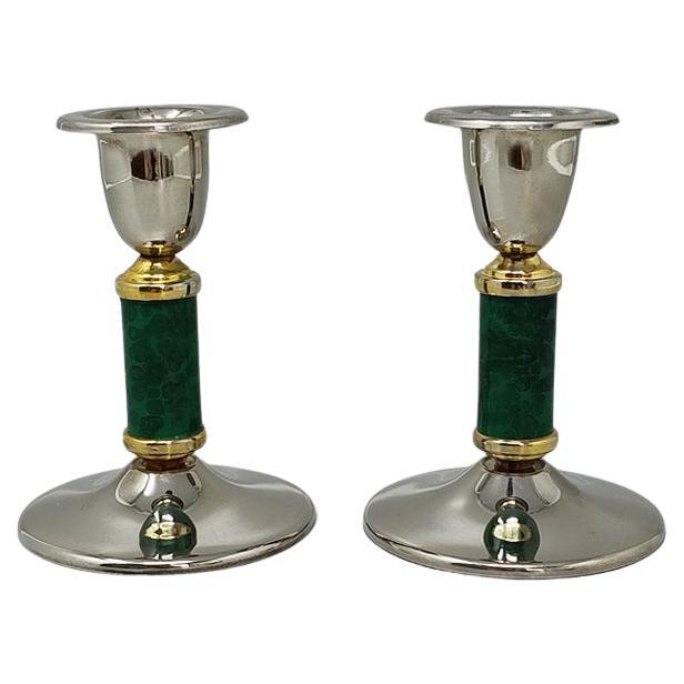 1960s Gorgeous Pair of Green Candle Holders. Made in France