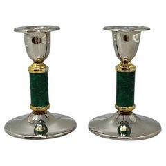 1960s Gorgeous Pair of Green Candle Holders. Made in France