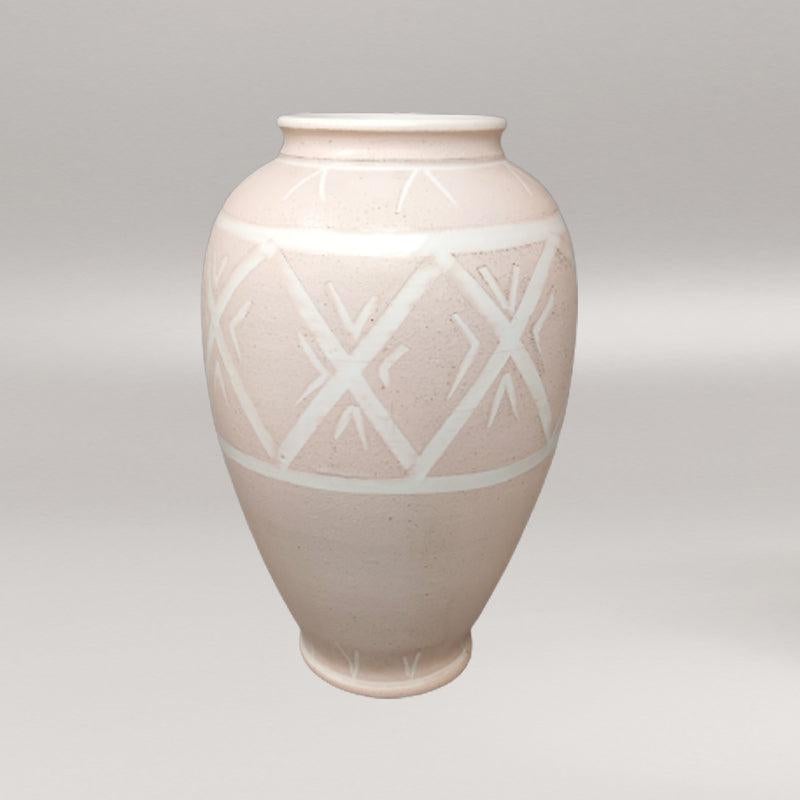 1960er Jahre Wunderschöne rosa Vase aus Keramik von Deruta, handgefertigt in Italien (Moderne der Mitte des Jahrhunderts) im Angebot
