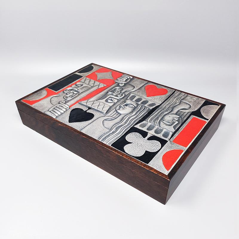 Italian 1960s Gorgeous Playing Cards Box by Ottaviani, Made in Italy
