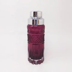 1960s Gorgeous Purple Bohemian Cut Glass Cocktail Shaker. Made in Italy