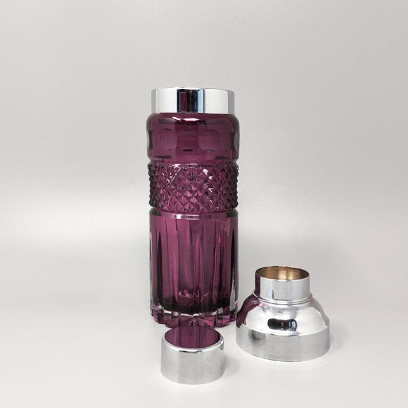 Italian 1960s Gorgeous Purple Bohemian Cut Glass Cocktail Shaker. Made in Italy For Sale