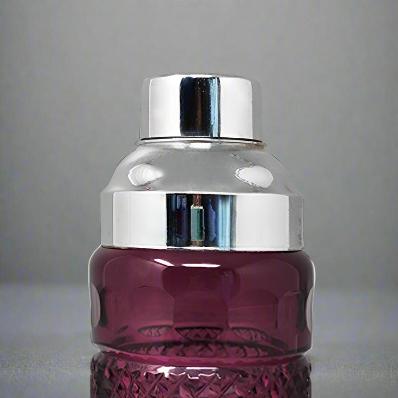 1960s Gorgeous Purple Bohemian Cut Glass Cocktail Shaker. Made in Italy In Excellent Condition In Milano, IT