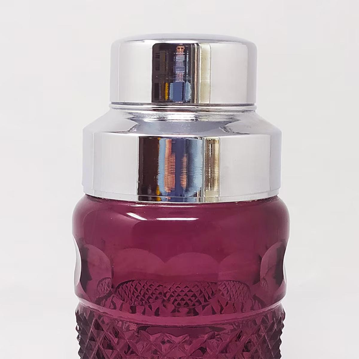 1960 Gorgeous Purple Bohemian Cut Glass Cocktail Shaker. Prodotto in Italia In condizioni ottime in vendita a Milano, IT