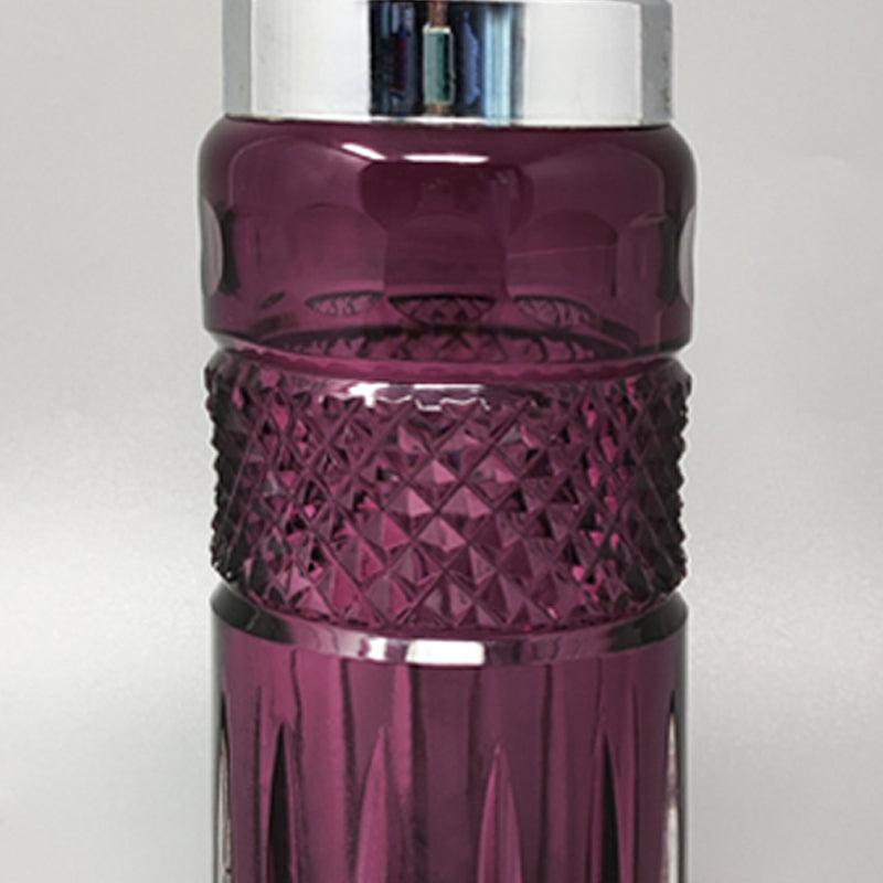 Mid-20th Century 1960s Gorgeous Purple Bohemian Cut Glass Cocktail Shaker. Made in Italy For Sale
