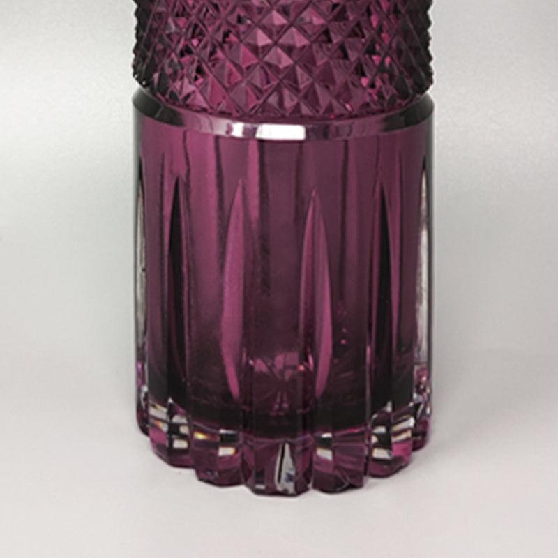 Wunderschöner lila Cocktailshaker aus böhmischem Schliff aus den 1960er Jahren. Hergestellt in Italien (Geschliffenes Glas) im Angebot