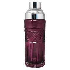1960s Gorgeous Purple Bohemian Cut Glass Cocktail Shaker. Made in Italy
