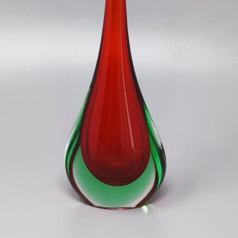 Mid-20th Century 1960s, Gorgeous Red and Green Vase by Flavio Poli For Sale