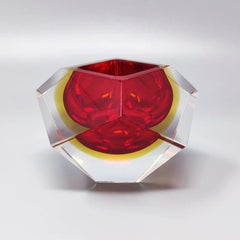 1960s Gorgeous Red and Yellow Ashtray or Catch-All By Flavio Poli for Seguso