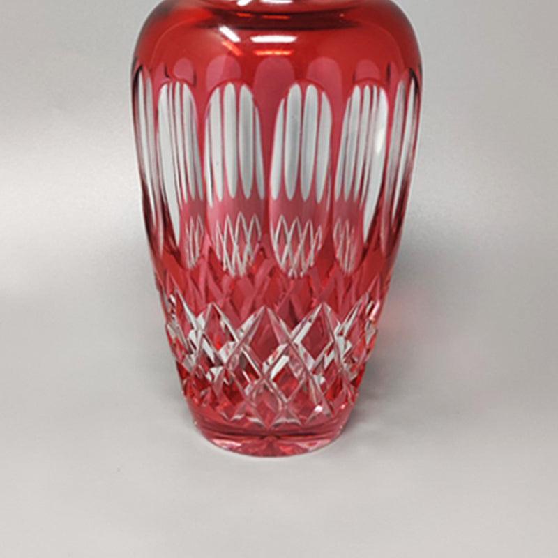 Mid-20th Century 1960s Gorgeous Red Bohemian Cut Crystal Glass Cocktail Shaker, Made in Italy