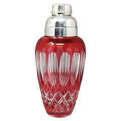 1960s Gorgeous Red Bohemian Cut Crystal Glass Cocktail Shaker, Made in Italy