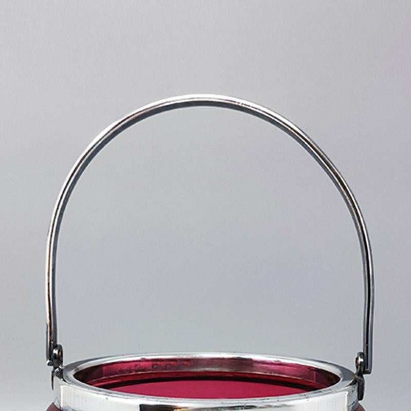 1960s Gorgeous Red Bohemian Cut Crystal Glass Ice Bucket. Made in Italy In Excellent Condition For Sale In Milano, IT