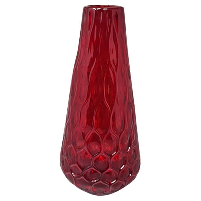 1960s Gorgeous Red Vase in Murano Glass By Ca dei Vetrai, Made in Italy