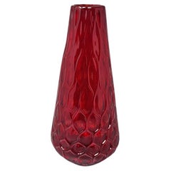 1960 Splendido vaso rosso in vetro di Murano di Ca dei Vetrai, Made in Italy