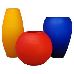 Retro 1960s Gorgeous Set of 3 Vases in Murano Glass, Made in Italy