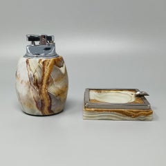 Mid-Century Modern Onyx Smoking Set with Lighter & Ashtray, Italy