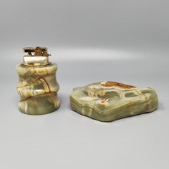 Mid-Century Modern Onyx Smoking Set with Lighter & Ashtray, Italy