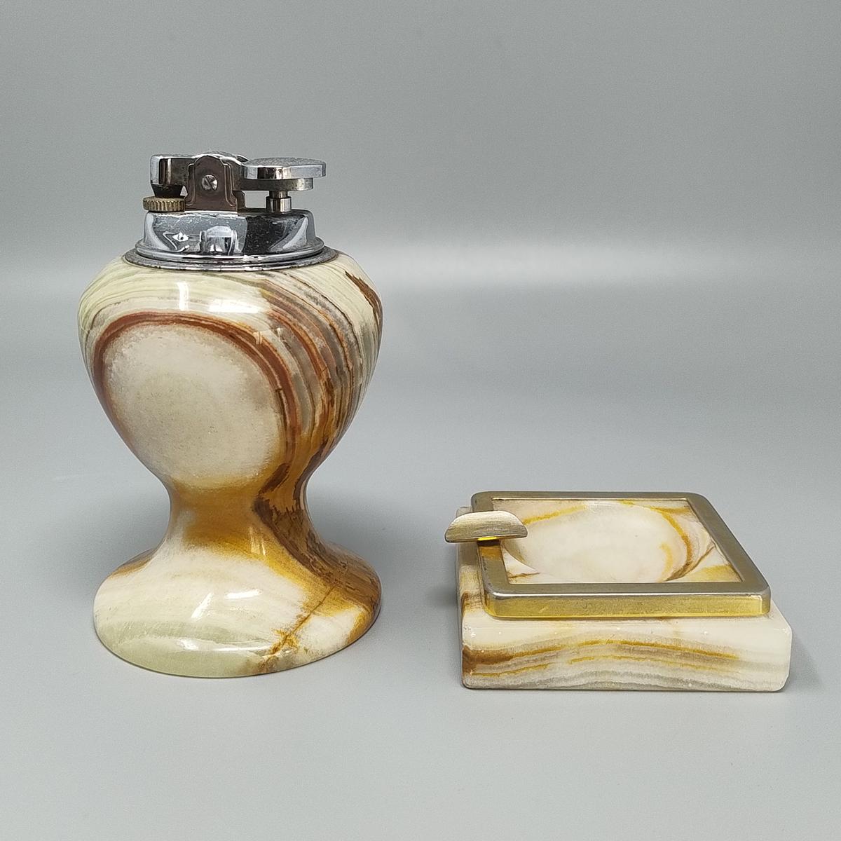 Mid-Century Modern 1960s Gorgeous Smoking Set in Onyx. Made in Italy For Sale