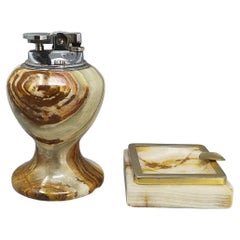 1960s Gorgeous Smoking Set in Onyx. Made in Italy