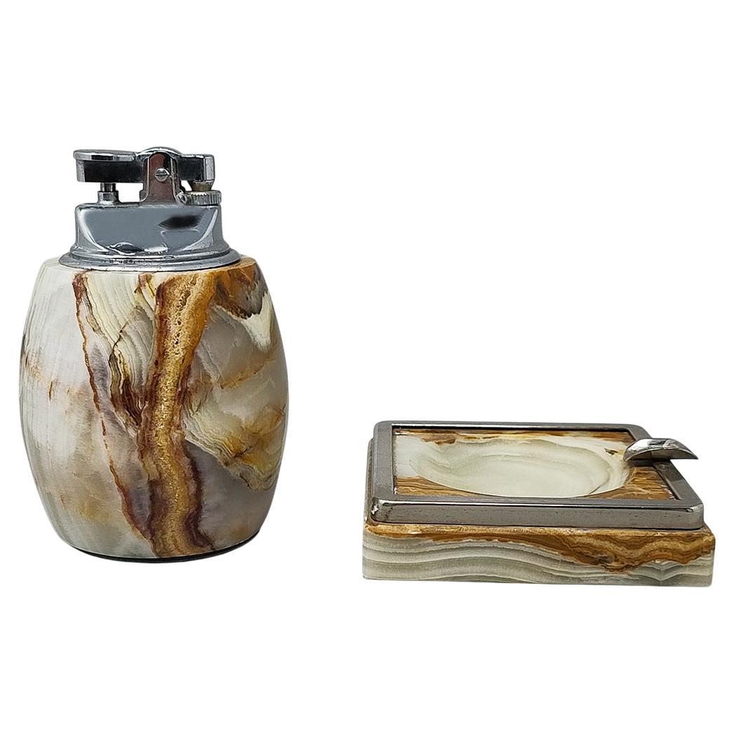 1960s Gorgeous Smoking Set in Onyx. Made in Italy