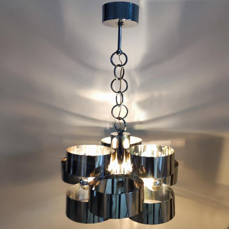 1960s Gorgeous Space Age Pendant Lamp by Max Sauze for Sciolari, Made in Italy For Sale 1