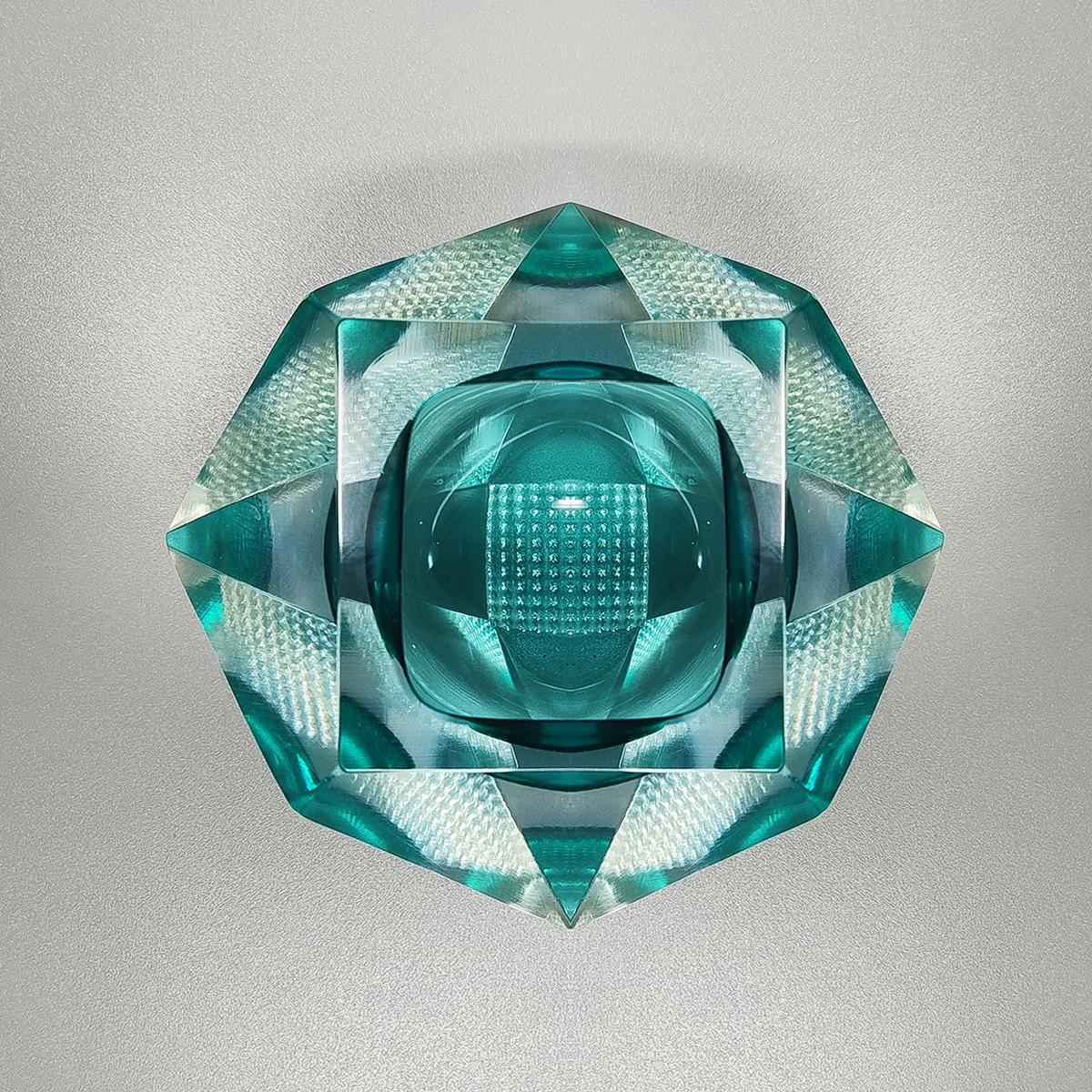 Italian 1960s Gorgeous Turquoise Ashtray or Catchall by Flavio Poli for Seguso. For Sale