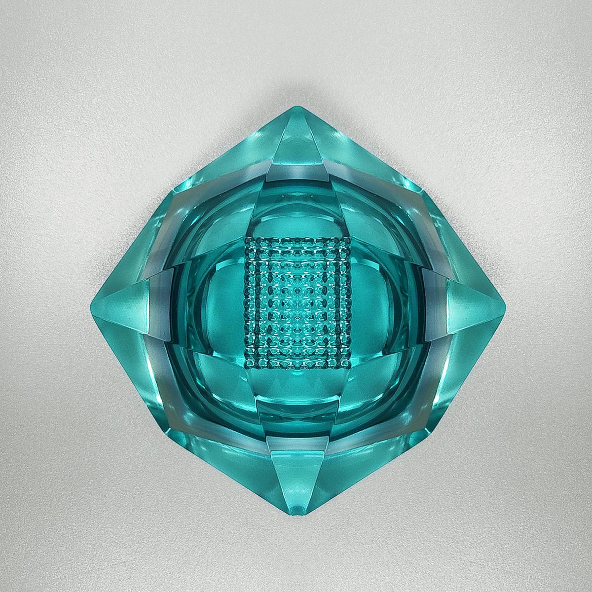 1960s Gorgeous Turquoise Ashtray or Catchall by Flavio Poli for Seguso. In Excellent Condition For Sale In Milano, IT