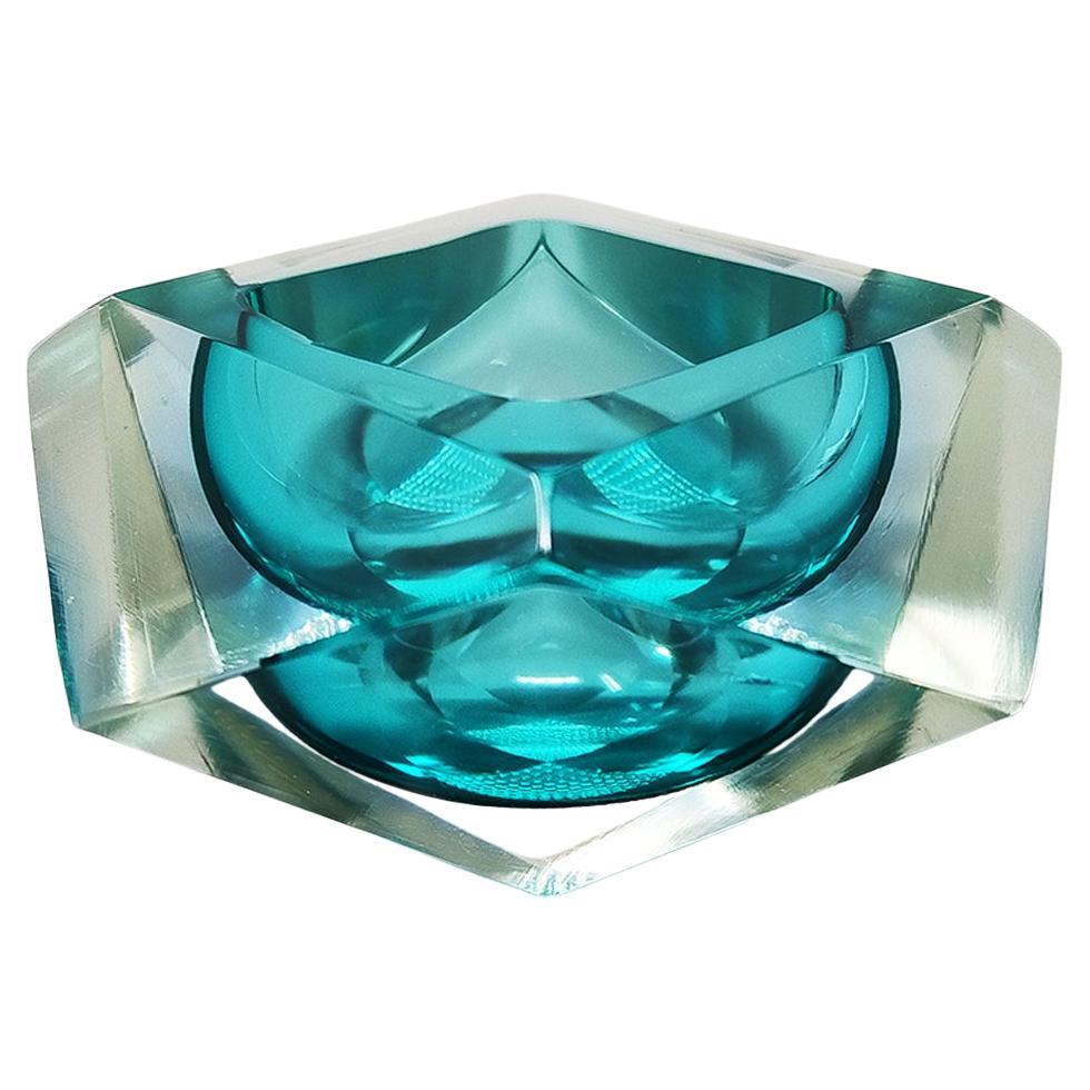 1960s Gorgeous Turquoise Ashtray or Catchall by Flavio Poli for Seguso. For Sale