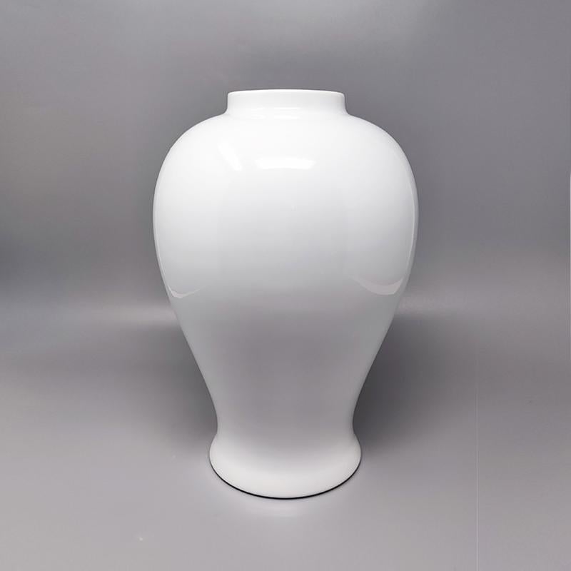 Mid-Century Modern 1960s Gorgeous Vase in Limoges Porcelain, Handmade, Made in France For Sale