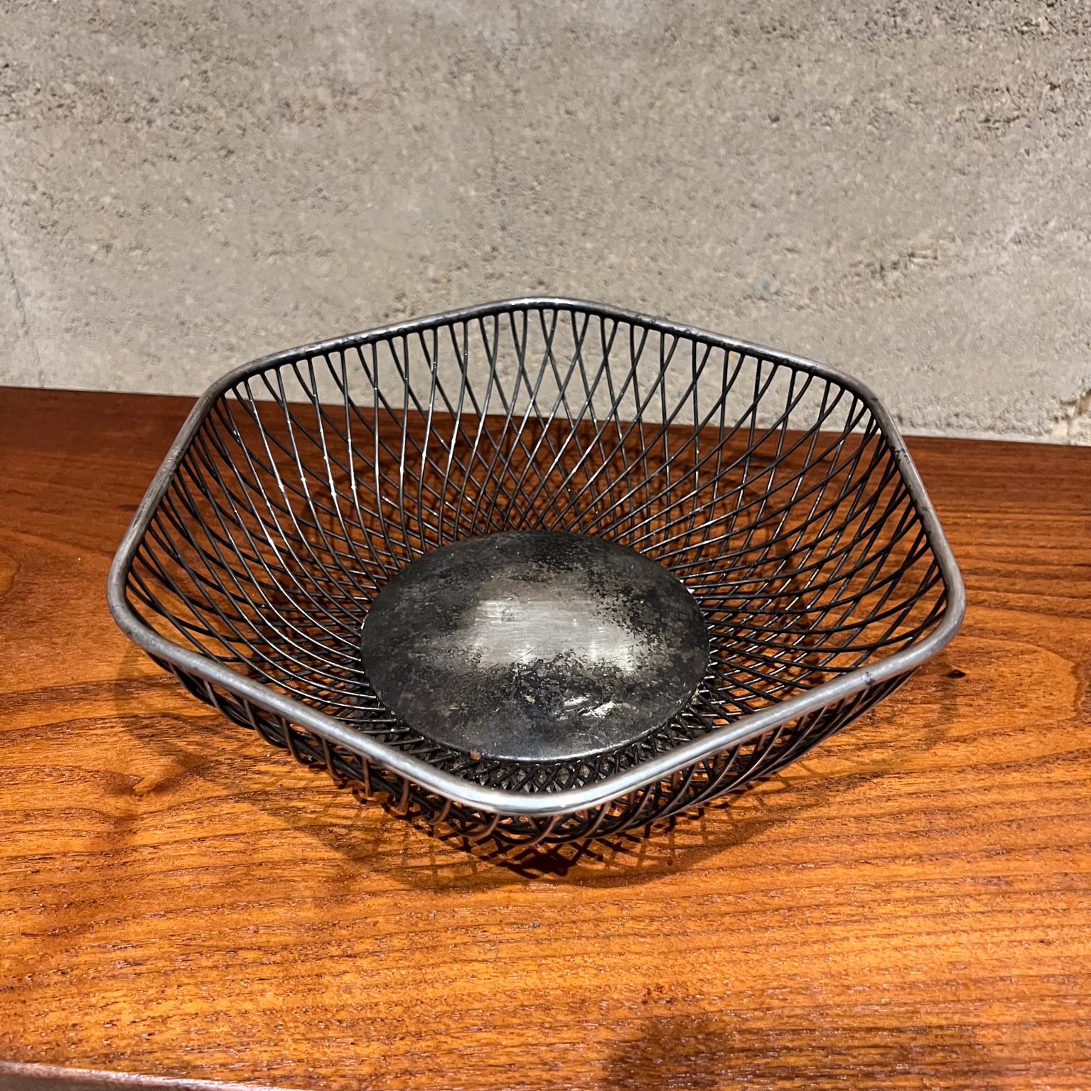 Mid-Century Modern 1960s Gorham Bowl Wire Basket Original Silver  For Sale