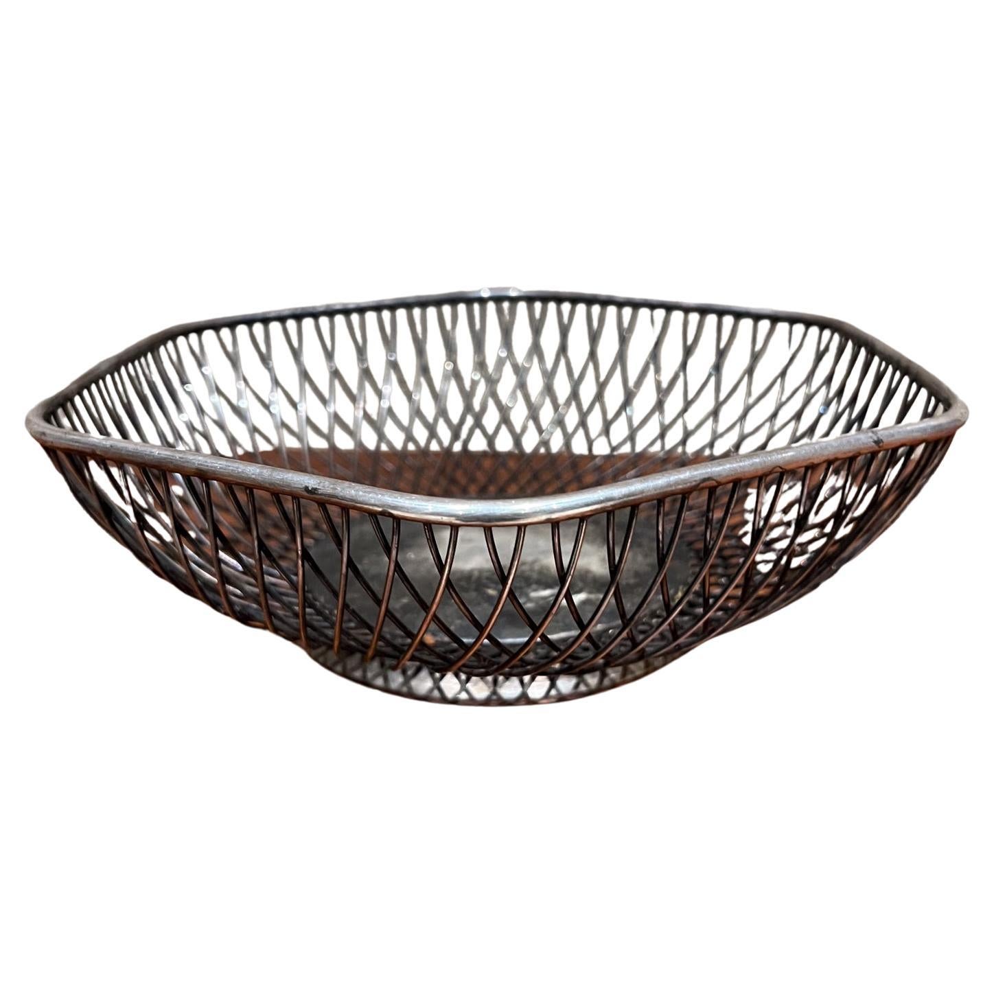 1960s Gorham Bowl Wire Basket Original Silver  For Sale