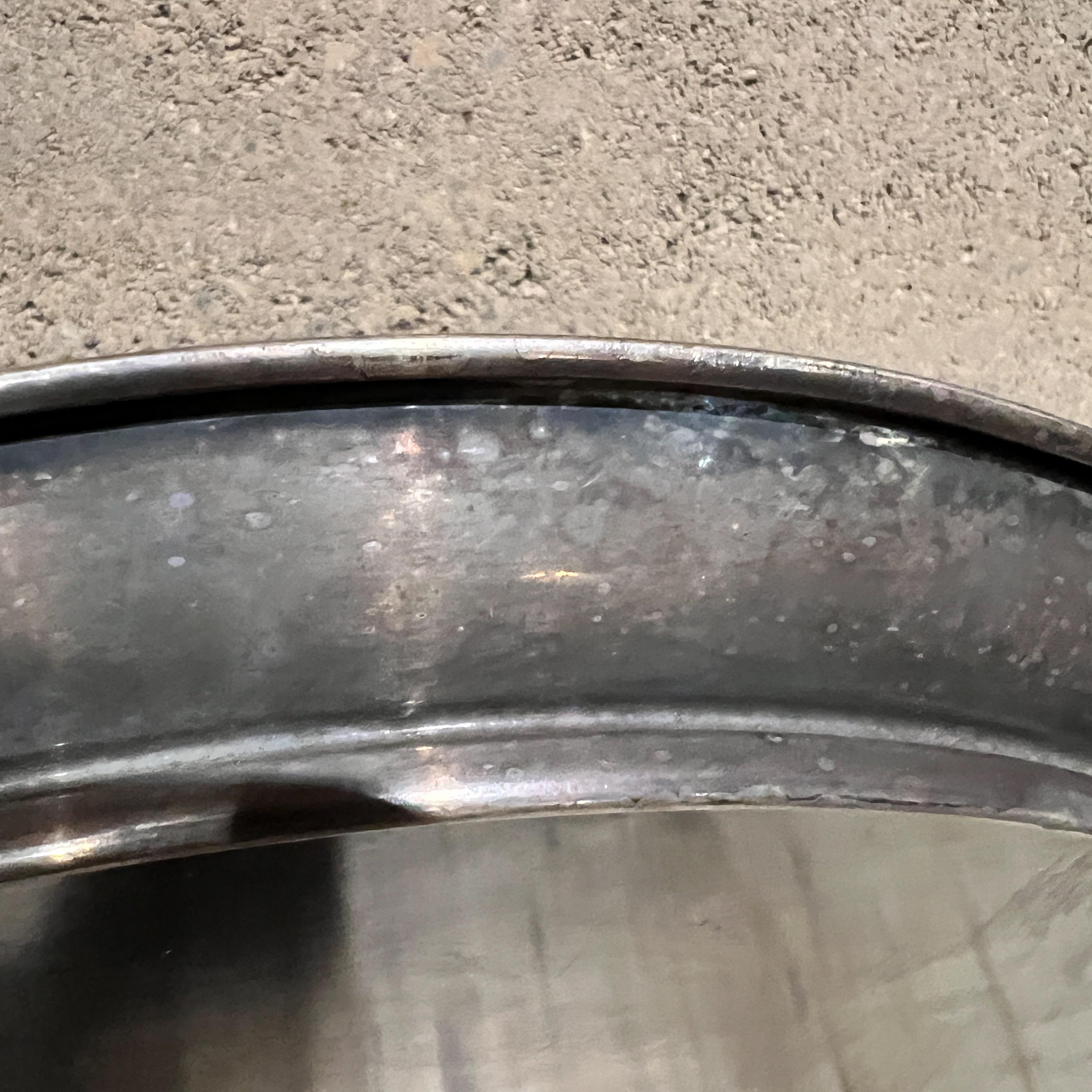 20th Century 1960s Gorham Round Service Tray Silverplate Black Formica For Sale