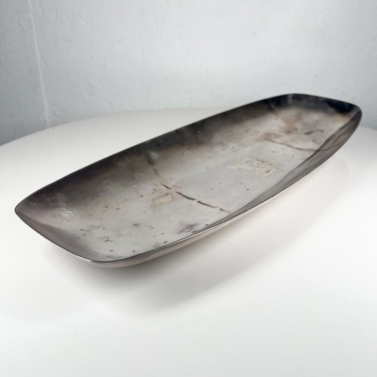 Mid-Century Modern 1960s Gorham Sculptural Silverplate Footed Hors D'oeuvres Serving Tray For Sale