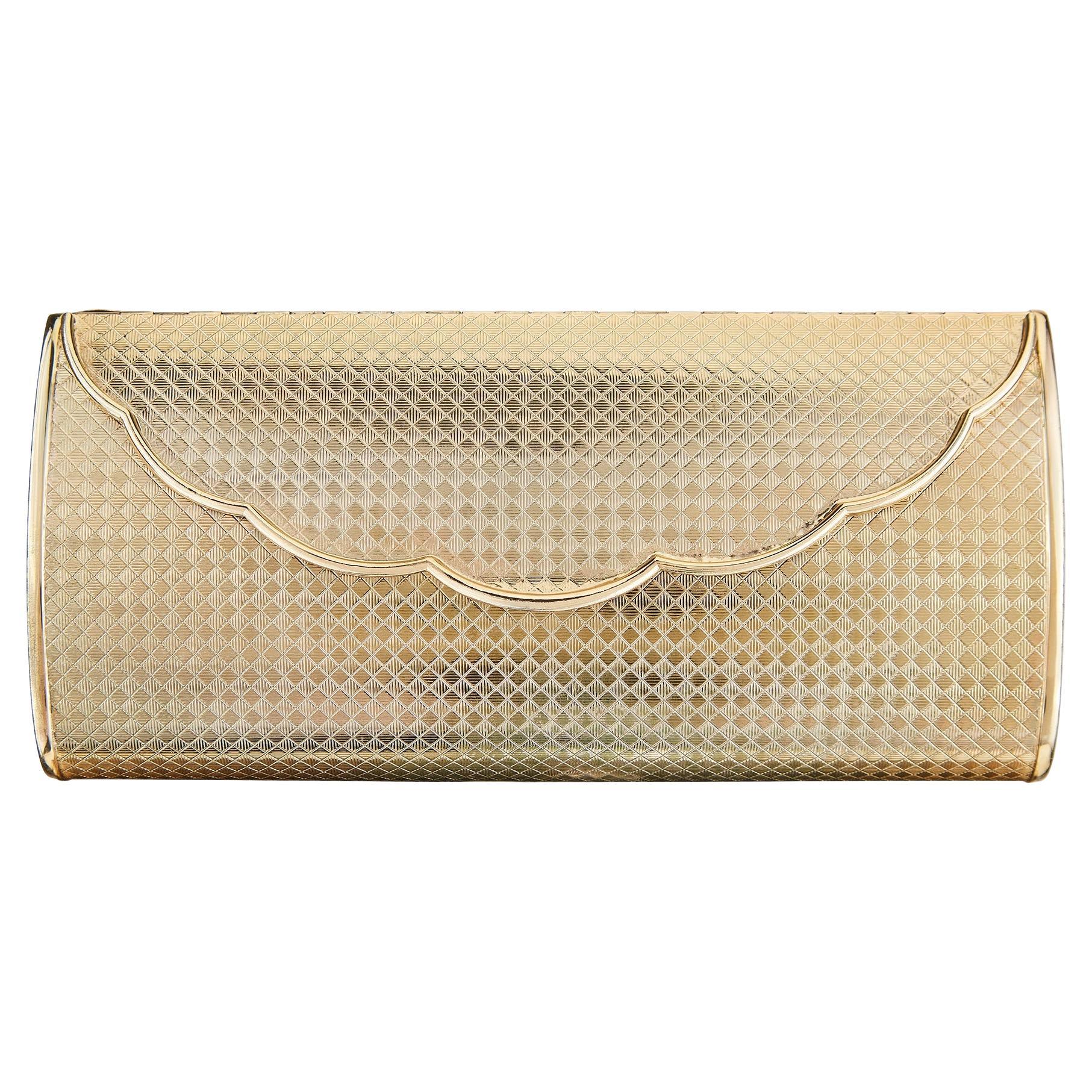 1960s Goubaud de Paris Gold Metal Clutch Bag with Scallop Flap