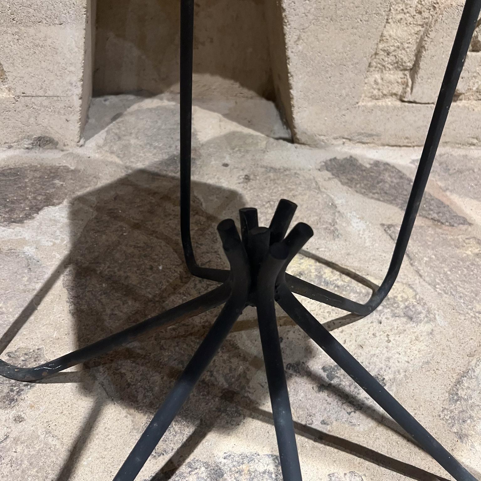 1960s French Side Table Hexagonal Stone Black Iron For Sale 8