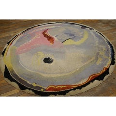 Rugs On Net Gray Vintage Mid Century Art Moderne Savonnerie Round Rug Carpet