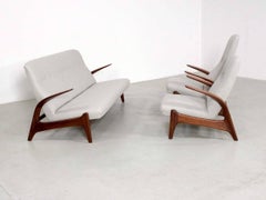 1960s Gray Gimson and Slater Sofa Set, Three-Seat, One-Seat and Reclining Chair