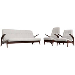 Used 1960s Gray Gimson and Slater Sofa Set, Three-Seat, One-Seat and Reclining Chair