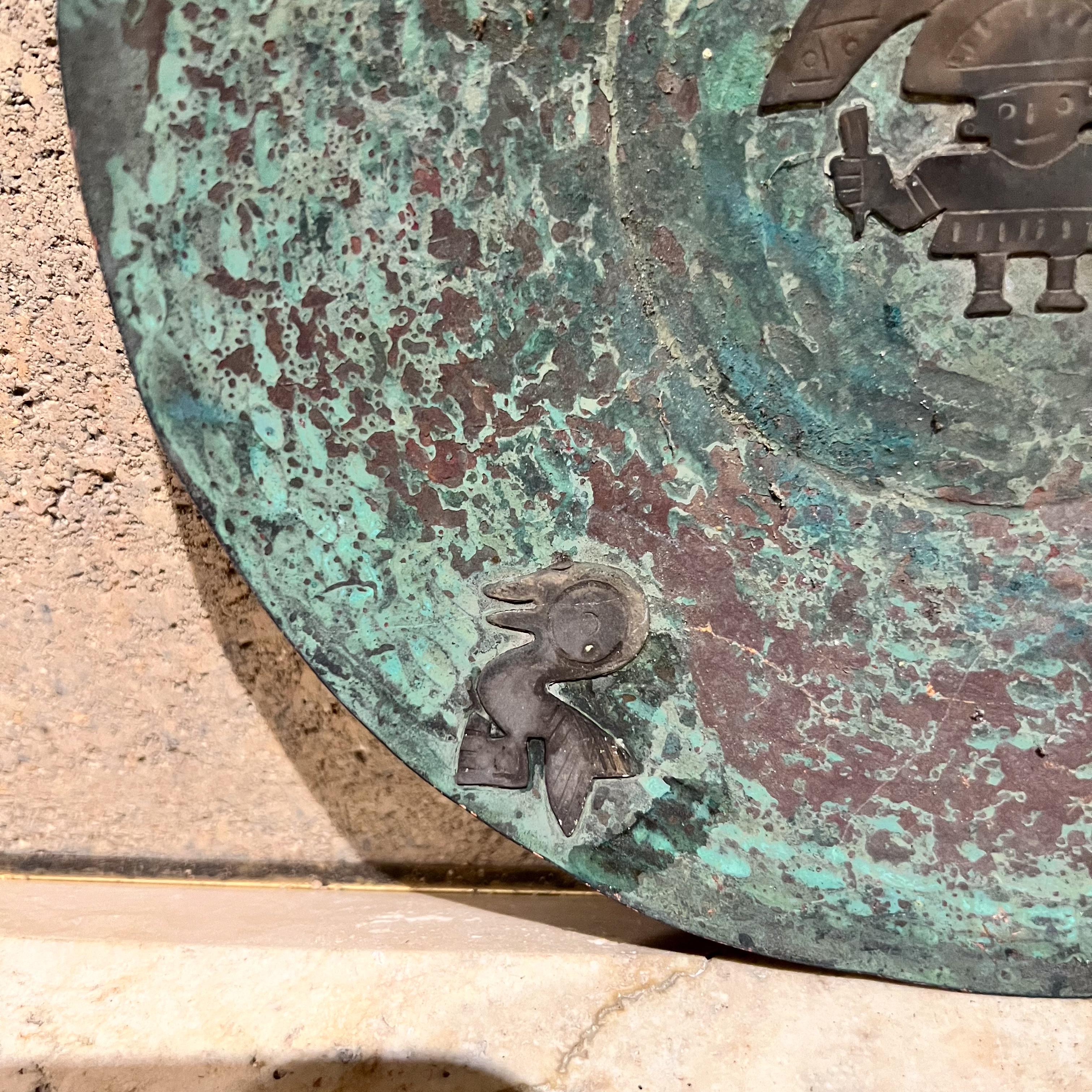 20ième siècle 1960s Graziella Laffi Style Peruvian Plate Wall Sculpture Copper Silver en vente