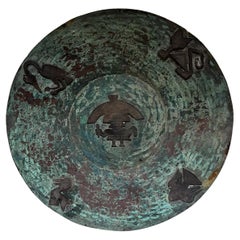1960s Graziella Laffi Style Peruvian Plate Wall Sculpture Copper Silver