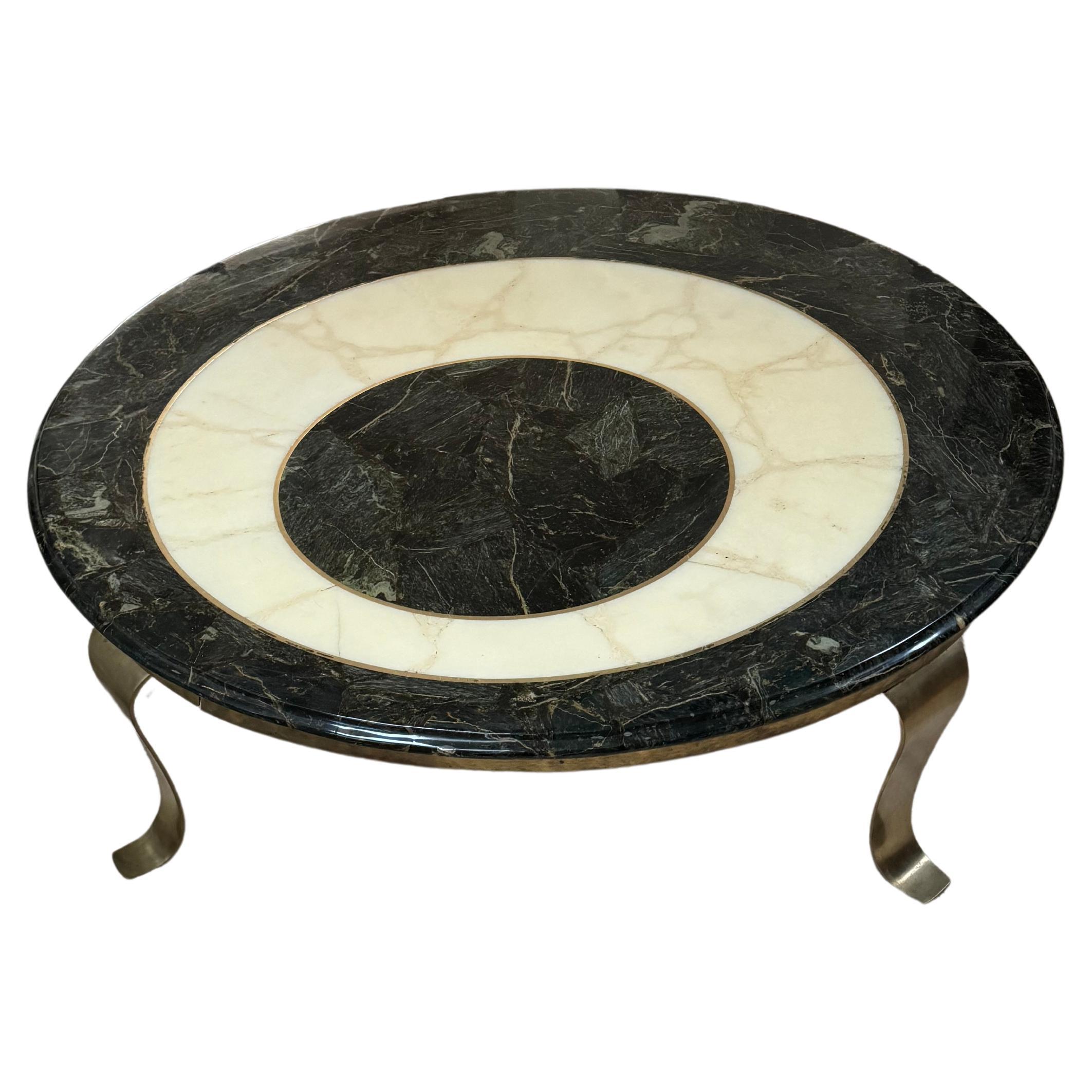 1960s Green and Cream Onyx Coffee Table by Arturo Pani for Muller of Mexico For Sale