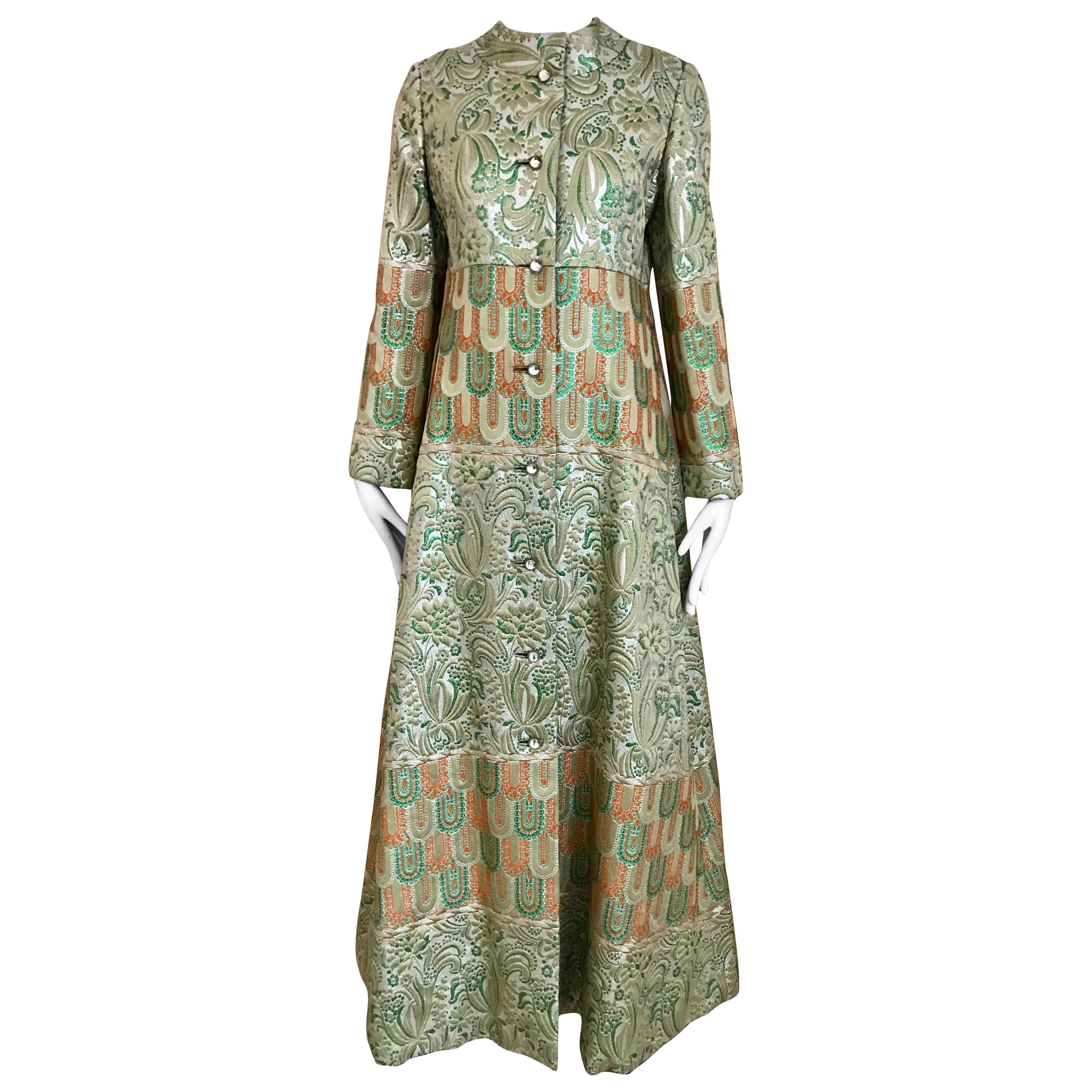 1960s Green and Orange Brocade Coat