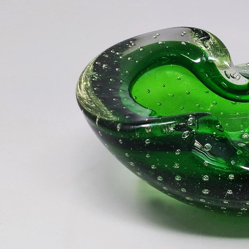 Murano Glass 1960s Green Ashtray / Vide Poche Designed by Flavio Poli for Seguso For Sale